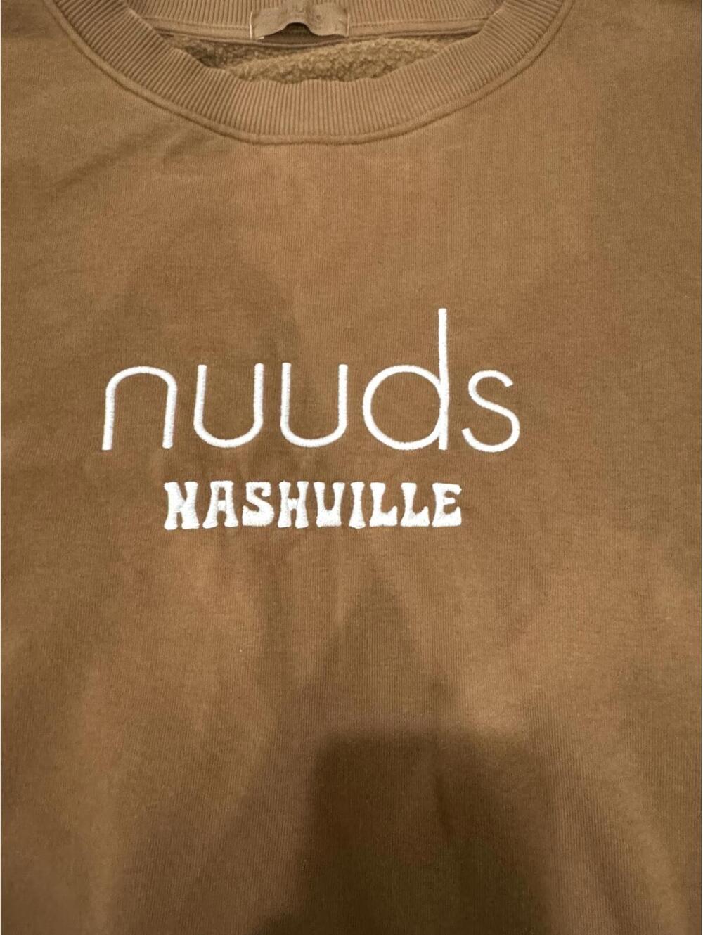 NUUDS Nashville Pop-Up Chocolate Brown Embroidered Crewneck Sweatshirt Large - Picture 2 of 7